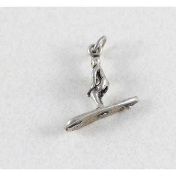 Sterling Silver Beach Surfer Charm or Pendant - Picture 4 of 8